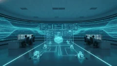 Fabrika sensör verisinin OEE göstergelerine ve karar panosuna dönüştüğünü gösteren modern üretim kontrol odası